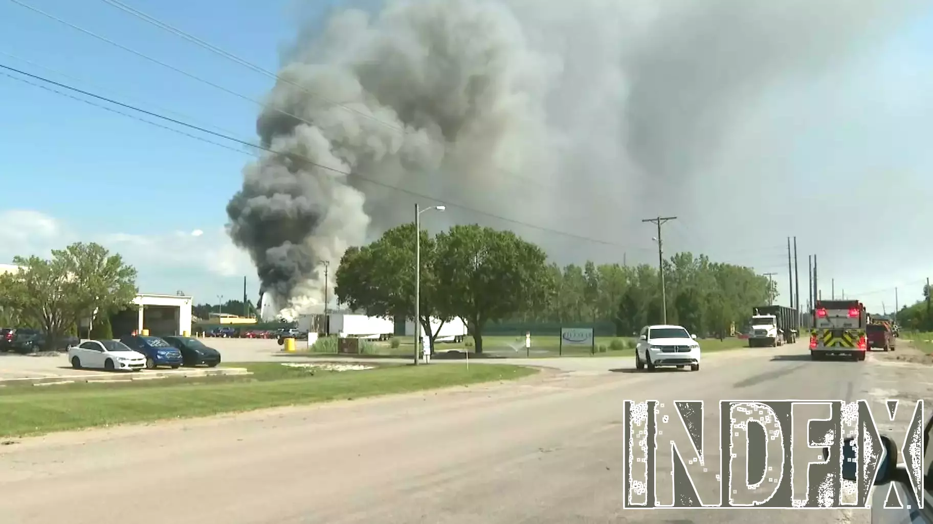Firefighters on scene of large fire at scrap metal recycling business near New Carlisle